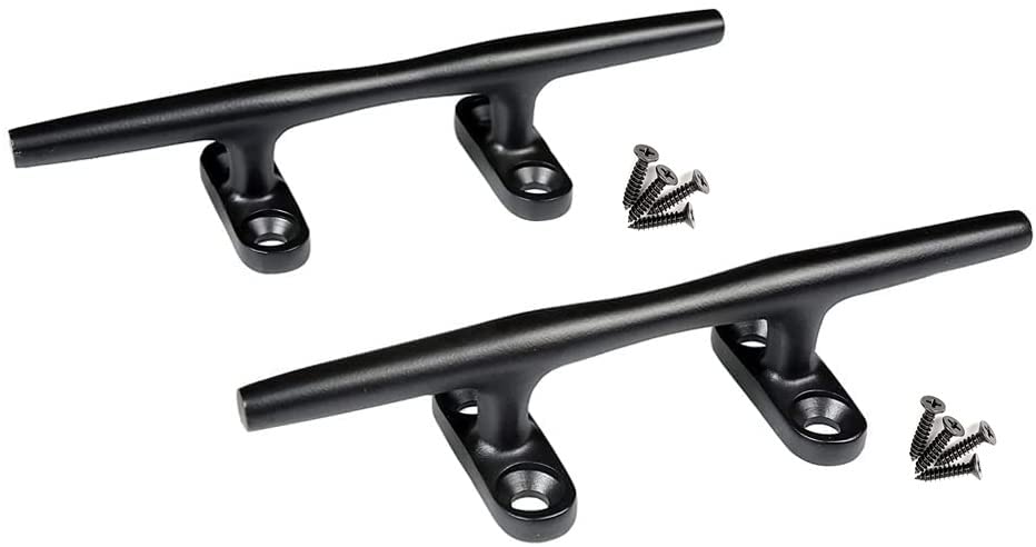 Image of MIZUGIWA Boat Cleat Marine 316 Stainless Steel Open Base Deck Cleat Black 2pcs