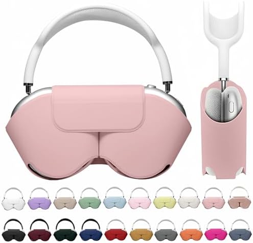 Maxjoy for Apple Airpods Max Smart Case Cover, Soft PU Leather Protective Cover Accessories for Airpod Max with Sleep Mode, Anti-Dust Travel Carrying Case for Airpods Pro Max Headphones, Pink