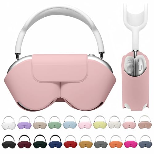 Maxjoy for Apple Airpods Max Smart Case Cover, Soft PU Leather Protective Cover Accessories for Airpod Max with Sleep Mode, Anti-Dust Travel Carrying Case for Airpods Pro Max Headphones, Pink