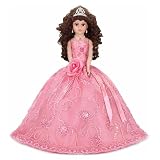 18” Quinceañera Last Doll with Umbrella Dress Stand – Última Muñeca Mis Quince Años Keepsake, Traditional Hispanic Mis 15 Doll, Ceremony & Table Centerpiece, Fully Accessorized KK18725-3 (Pink)