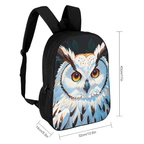 Backpack for Women Men White Owl Themed Animal Rucksack 17 In Laptop Backpack Computer Bag Travel Casual Dayback2