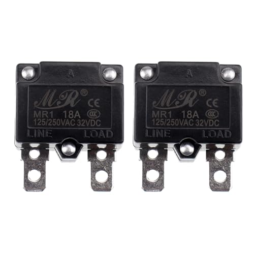 ZOOKOTO 2Pcs 125/250V AC 32V DC Thermal Circuit Breaker 18amp