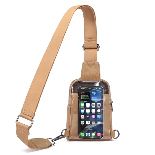 INICAT Sling Bag for Women Touchscreen Small Crossbody Cell Phone Purse Fanny Pack(Khaki Small)