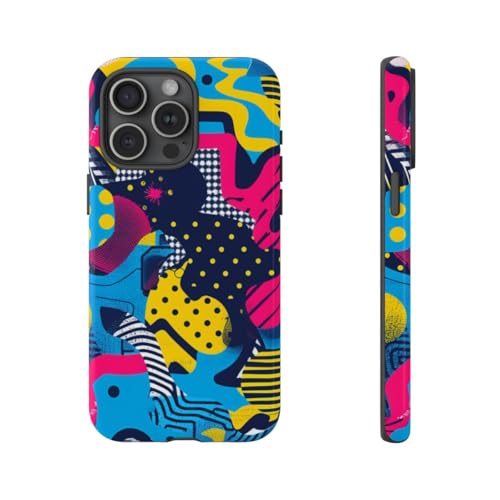 Coque iPhone 15 Pro Max géométrique jaune coque rigide brillante antichoc