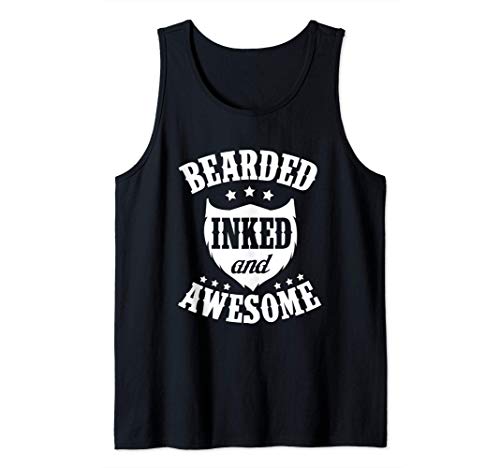 Funny Bearded Inked and Awesome Beard Camiseta sin Mangas