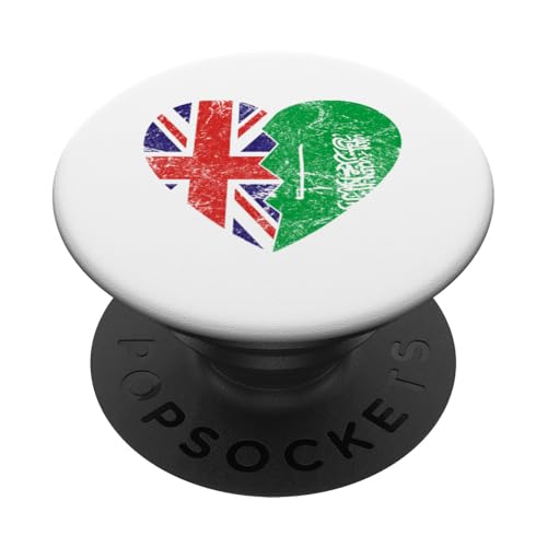 Saudi British Flags Heart | Reino Unido Arabia Saudita PopSockets PopGrip Adhesivo