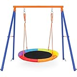 Amictoy Swing Sets for Backyard, Outdoor Toys for Kids, A-Frame Out Playset Holds 440 lbs with 40