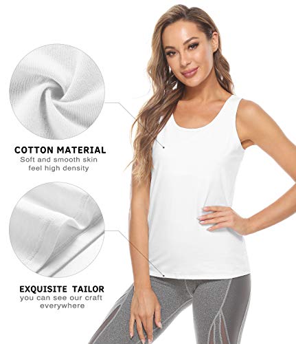 Image of Vislivin Cotton Tank Tops with Shelf Bra for Women Stretch Tanks Wide Strap Undershirts