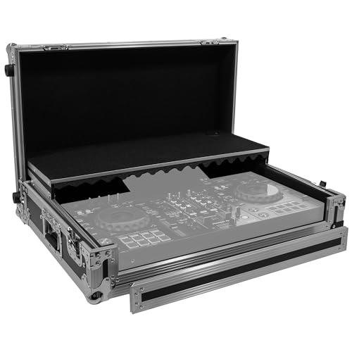  Plugger Custodia professionale per Pioneer DJ XDJ RX3, Flight-Case in Multipli Nero 9 mm, Angoli in Alluminio, Rotelle, per Controller DJ USB, con Tablet per PC Portatile
