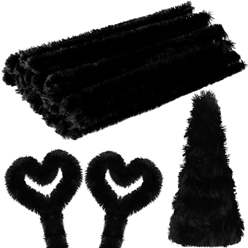 Hotop 30 Pcs Extra Thick Pipe Cleaners 30mm Chenille Stems Jumbo Pipe Cleaners Supplies for Beginners DIY Supplies Decorations(Black,12 Inches)