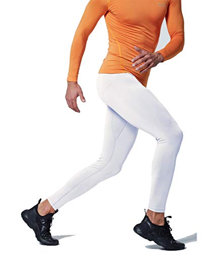 Exio Mens Compression Baselayer Pants Cool Dry Running Tights Leggings Ex-P06 (Small, Exp06-Wh) #TOP2