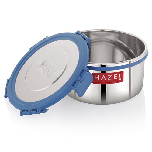 Image of HAZEL Multi-Purpose Stainless Steel Containers With Lid 1100 ML, Leak Proof, Kitchen Storage,Silver