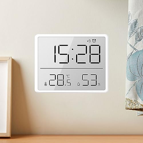 HERCHR Digital Wall Clock with Temperature Humidity Display,Alarm Small Wall Clocks Slim Battery Operated LCD Digital 3.7×0.6×2.9in for Bedroom Home Office - Image 4