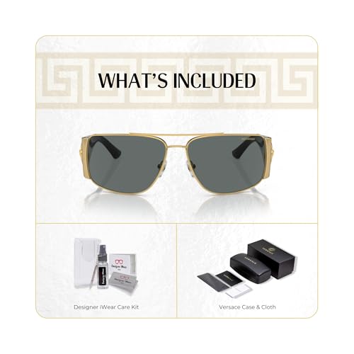 Versace VE2163 Rectangular Sunglasses For Men For Women +BUNDLE with ACCESSORY EYEWEAR KIT2