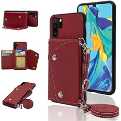 Soporte Para Celular Huawei Funda tipo cartera compatible con Huawei P30 Pro con correa cruzada para el hombro y soporte de cuero, soporte para tarjetas de crédito, cordón, accesorios para celular, funda para teléfono Hawaii