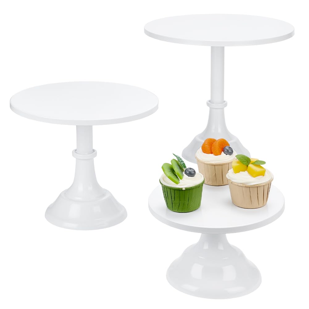 PH PandaHall 3pz Supporti per Torte Bianchi 20/25/30cm Supporti da Esposizione per Tavolo da Dessert in Metallo Esposizione e Vassoio di Servizio per Matrimonio Compleanno Anniversario
