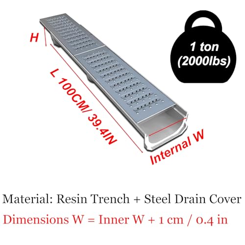 Caniveau de drainage robuste pour camions et parkings avec grille 1m - 3