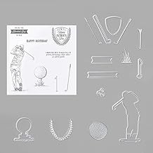 Golf Clear Stamps and Dies Set for DIY Card Making, Clear Rubber Stamps and Dies for Card Sets for Crafting, DIY Scrapbooking Card Making Tools