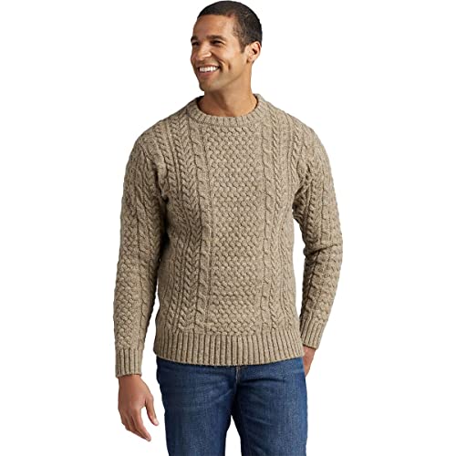 Pendleton Men's Shetland Wool Fisherman Sweater, Coyote, Lg #TOP17