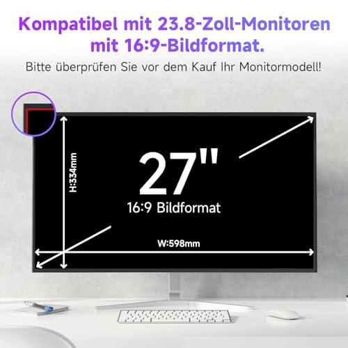 IPROKKO 2 Stück 27Zoll Anti-Blaulicht-Displayschutzfolie für Computermonitor, Abnehmbares 16:9-Seitenverhältnis, Blendschutzfolie Augenschutz Schutzfolie