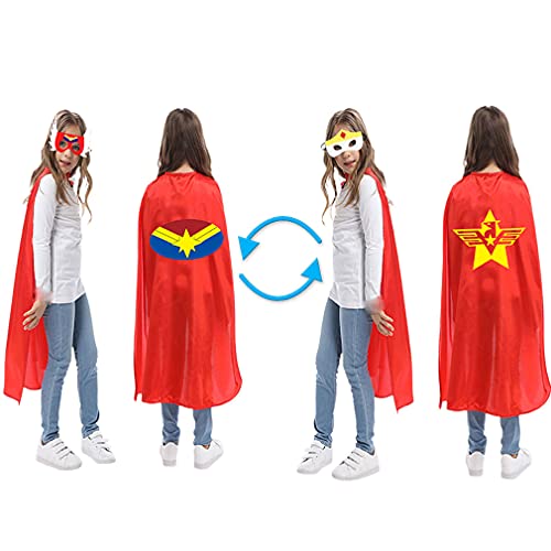Sea Cat Superhero Kid Capes For Ages 3-10, Boy And Girl Masks, Double Sided Costumes, Outdoor Items For Christmas And Halloween Birthday Parties, #TOP3