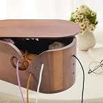 Oval Wooden Yarn Bowl for Crocheting, Large Crochet Yarn Holder, Handmade Crochet Bowls with Lid and 9pcs Knitting Hooks, Yarn Storage Organizer for Crocheting and Knitting Lovers