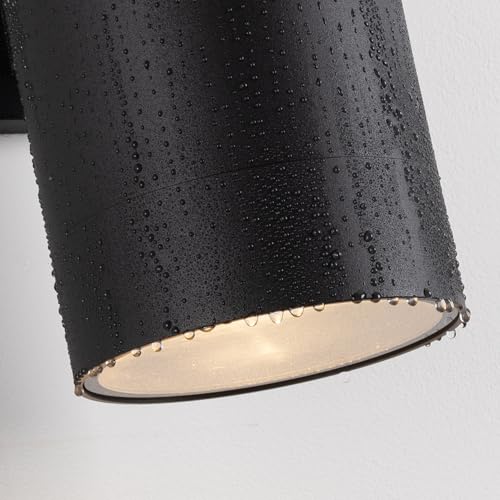 Image of mirrea 14 inch Modern Outdoor Porch Light in 2 Lights, Matte Black, 2 Pack