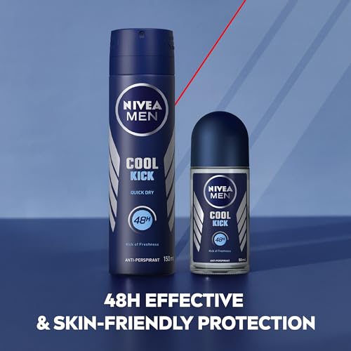 NIVEA MEN Cool Kick Anti-Perspirant Deodorant Roll On Pack of 6 (6 x 50 ml), Men's Anti-Perspirant Deodorant, Fresh Men's Roll On Deodorant + Fresh Masculine Fragrance - Image 4