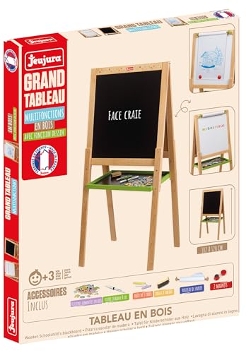 Jeujura - Grand Tableau Multifonctions en Bois - Fonction Dessin - Jeu d'imitation - Une ardoise en...