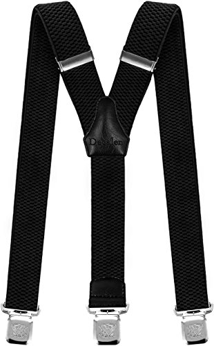 Decalen Mens Braces with Very Strong Clips Heavy Duty Suspenders One Size Fits All Wide Adjustable and Elastic Y Style