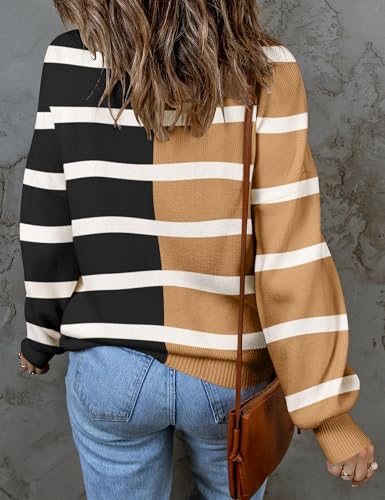 Image of ZESICA Women's 2026 Fall Striped Pullover Sweaters Tops Fashion Outfits