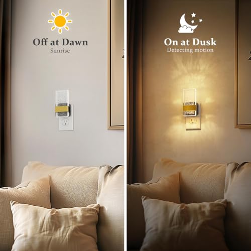 Image of JandCase Night Lights Plug into Wall, Dusk to Dawn Sensor, 3000K Soft White LED, Acrylic Bubble Design, 0-100lm Adjustable Brightness, 2-Pack for Bedroom, Bathroom, Living Room, Hallway