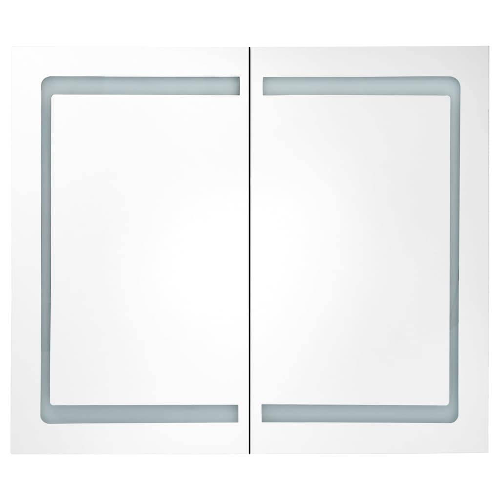 Armoire Miroir LED pour salle de bain, gris béton 80 x 12 x 68 cm, montage mural avec 2 portes, 3 étagères Port USB pour Maquillage et rasage en mélamine Profondeur env. 45 cm