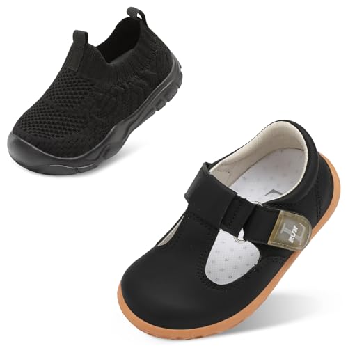 L-RUN Toddler Shoes Set (2 Pairs) - Girls Dress Shoes (Size: 5.5-6 Toddler) - Bundle - Black Toddler Shoes (Size: 6 Toddler)