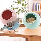 Lot de 2 mangeoires en céramique anti-déversement pour oiseaux, perroquets, calopsittes, perruches, conures, pinsons, hamsters, cochons d'Inde, gerbille et petits animaux (rouge et vert)