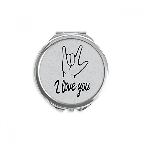 Miroir personnalisé noir i love you gesture le cadeau rond idéal