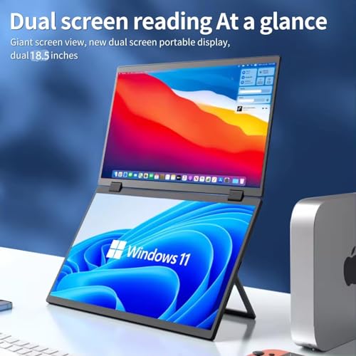 Image of 18.5 inch Tri-Screen Portable Foldable Dual Monitor with Single Wire | Triple Monitor Compatible with Windows & MAC OS (M1,M2,M3 & M4) | Laptop Screen Extender (18.5, Inches)