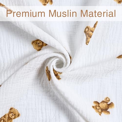 Image of Meracorallo Muslin Swaddle Blanket, 100% Cotton Receiving Blanket Soft and Breathable Swaddle Wrap for Baby Boys and Girls, Bears