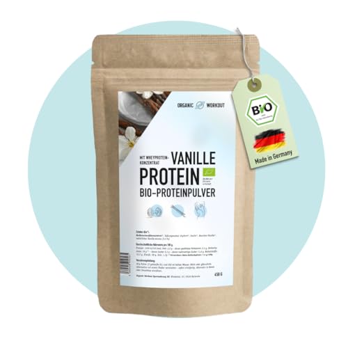 BIO PROTEIN-PULVER - Vanille, mit Whey-Proteinkonzentrat, mit Bio-Erythrit, ohne Sucralose & Aspartam, Eiweiß-Shake, Premium Molkenprotein aus Weidehaltung