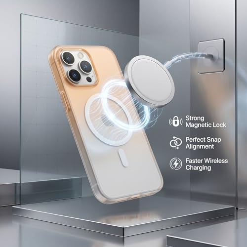 Image of amazon basics Paper Luxury Thin Case Cover for iPhone 16 Pro | Matte Finish | Gradient Case, Shaded Color | Compatible with magsafe | (Gold White, iPhone 16 Pro)