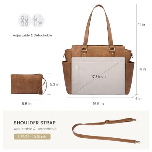 LOVEVOOK Laptop Tote Bag for Women 15.6 Inch Vintage Work Bag with Large Cup Holder, Waterproof Computer Teacher Bag4