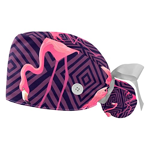 Chapeaux bouffants flamant rose JDEZ : lot de 2 casquettes de travail ajustables mixtes