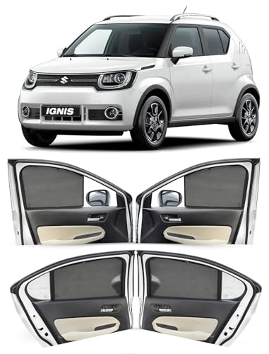 Image of Autofact Car Sunshades for Maruti Ignis, UV Protection, Useful Car Accessories, Custom fit Sun Shades for Side Windows, Set of 4