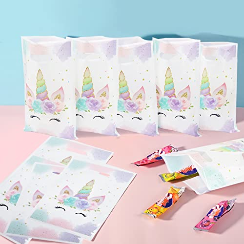 Daiuni 30 Pcs Unicorn Goodie Bags Party Favor Bags With Handles For Kids Birthday (Watercolor Unicorn) #TOP3