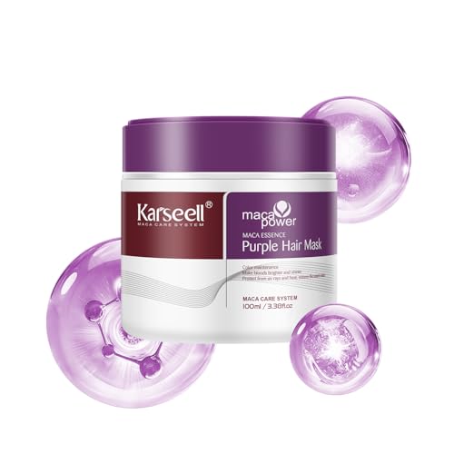 Karseell 3.38floz 100ml Purple Hair Mask Professional Neutralizes Brass & Yellow Tones For Blonde Silver Gray Highlighted Hair