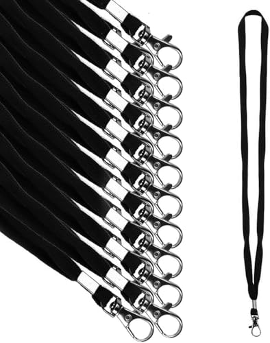 OTYMIOW Cordon de Cuello con Clip - 200 Unidades en Negro para Insignias de Oficina y Exposición