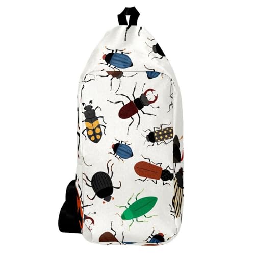 Sac à dos à bandoulière motif coccinelles coloré sacoche de voyage unisexe