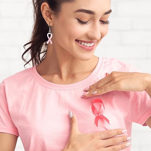 Remuuly 24 Pair Breast Cancer Awareness Earrings Bulk Pink Ribbon Dangle Drop Earrings Breast Cancer Jewelry Breast Cancer Survivor Gift for Women4