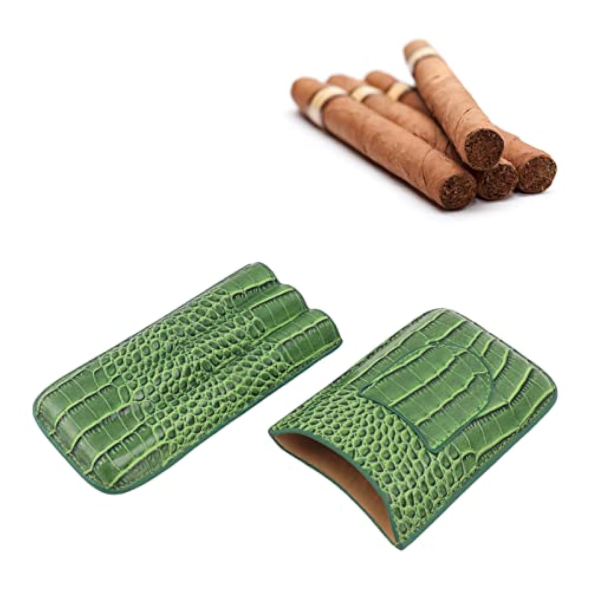Leather Cigar Case with Fluent Edge, 3 Finger Design