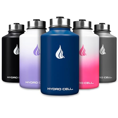 Image of HYDRO CELL Stainless Steel Insulated Water Bottle with Straw - For Cold & Hot Drinks - Metal Vacuum Flask with Screw Cap and Modern Leakproof Sport Thermos for Adults (Navy 64oz)